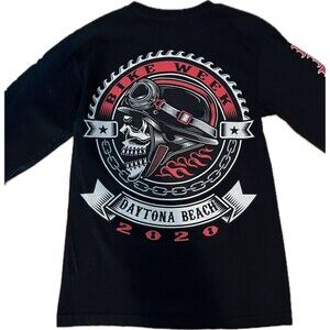Daytona Beach Bike Week 2020 Shirt Men Small Black Long Sleeve Motorcycle Skull